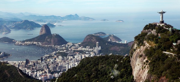 RIO DE JANEIRO, BRAZIL - JULY 07: A general view of the Christ The Redeemer statue atop the Corcovado and Sugarloaf Mountain on July 7, 2014 in Rio de Janeiro, Brazil. (Photo by Jamie Squire/Getty Images)